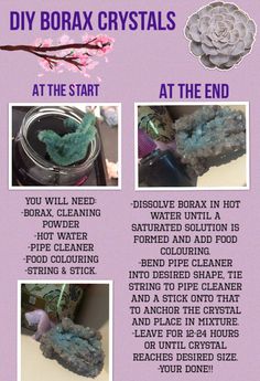 instructions for how to make diy borax crystals at the end