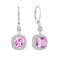 PRICES MAY VARY. Dangle Drop Earrings: Add endless shine and dazzle to your outfits with this pair of earrings featuring sparkling cubic zirconia and a unique princess cut pink tourmaline dangle design. Really quite striking, You will get many compliments High Quality: 925 sterling silver with 18k white gold plated and 5A cubic zirconia, created pink tourmaline. Hypoallergenic, nickel free, lead free Suitable Size: Pink Tourmaline Dangle Earrings Length: 30.5 mm / 1.2 inch Ideal Gift: Comes with Princess Cut Earrings, Princess Cut Halo, Halo Earrings, Leverback Earrings, Delicate Jewelry, Pink Tourmaline, Princess Cut, Earrings For Women, Post Earrings