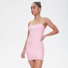 Size Medium-Fits Like A Small Medium From Our Barbie X Forever 21 Collection, A Stretch-Knit Mini Dress Featuring A Front "Barbie" Graphic, Straight Neckline, Bodycon Silhouette, And Cord Cami Straps. - 2020 Mattel. All Rights Reserved Content + Care - Shell: 86% Polyester, 14% Spandex - Lining: 100% Polyester - Machine Wash Cold Mini Length Bodycon Dress By Forever 21, Forever 21 Mini Bodycon Dress, Forever 21 Mini Length Bodycon Dress, Spring Forever 21 Bodycon Dress, Spring Trendy Forever 21 Bodycon Dress, Trendy Spring Bodycon Dress By Forever 21, Forever 21 Trendy Spring Bodycon Dress, Trendy Forever 21 Bodycon Dress For Spring, Spring Stretch Bodycon Dress By Forever 21