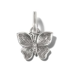 This sculptural, etched butterfly charm with petal-shaped wings is ready to make a beautiful landing on your charm carriers. Elegant Sterling Silver Butterfly Charm, Spring Handbags, Silver Cleaner, New Charmed, Brighton Jewelry, Handbag Charms, Butterfly Charm, Jewelry Cleaner, Free Gift Wrapping