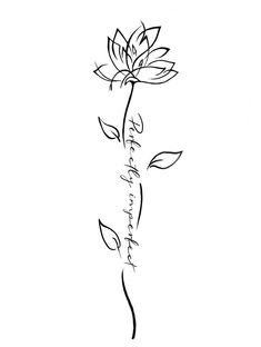 a black and white drawing of a flower with the words, i love you in cursive writing