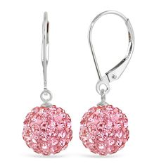 Dazzle and delight with these shimmering crystal ball drop earrings. Dazzle and delight with these shimmering crystal ball drop earrings. Length: 10 mm Closures: leverback Metal: sterling silver Finish: polished Packaging: boxed Size: One Size. Color: Pink. Gender: female. Age Group: adult. Hypoallergenic Round Crystal Earrings For Party, Hypoallergenic Round Crystal Earrings, Adjustable Crystal Earrings, Adjustable Round Crystal Earrings, Adjustable Hypoallergenic Crystal Earrings, Hypoallergenic Crystal Earrings For Party, Nickel-free Round Crystal Earrings, Adjustable Crystal Drop Earrings, Crystal Ball Earrings