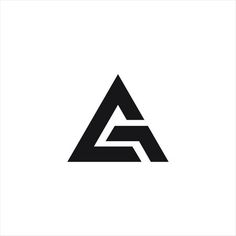 black and white letter logo design with two intersecting lines in the shape of a triangle