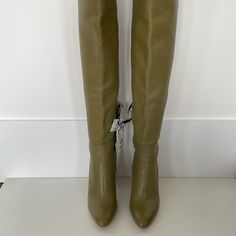 New With Tags Green Leather Boots, Zara Shoes, Khaki Green, Green Leather, Shoes Heels Boots, Shoes Women Heels, Leather Boots, Heeled Boots, Shoes Heels