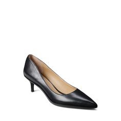 The sleek silhouette of this pointy-toe pump is realized in sumptuous full-grain leather for a smart Lauren Ralph Lauren staple. It’s detailed with an “LRL” logo at the back for a signature finishing touch. Formal Leather Kitten Heels With 4-inch Heel, Calf Leather Kitten Heels With Leather Sole For Work, Formal Calf Leather Snip Toe Heels, Pointed Toe Heels With Leather Lining For Office, Elegant Formal Kitten Heels With Leather Sole, Office Heels With Leather Lining And Pointed Toe, Sleek Kitten Heels For Office, Classic Heels With Leather Sole And Snip Toe, Classic Formal Court Shoes With 4-inch Heel