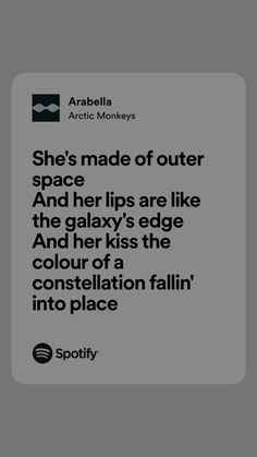 an advertisement with the caption'she's made of outer space and her lips are like the galaxy's edge and her kiss the color of a constellation