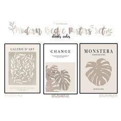 three different types of paper cut outs with the words, change and monstera on them