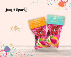 two bags of just a spark birthday candy