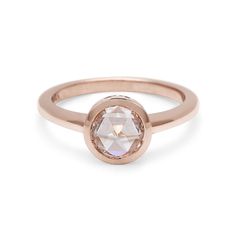 A round rose cut bezel set champagne diamond set in rose gold. Bespoke Jewellery Design, Champagne Diamond Rings, Anna Sheffield, Bezel Ring, Meaningful Jewelry, Grey Diamond, Champagne Diamond, Champagne Gold, Online Jewelry Store