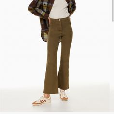 Purchased From Aritzia Runs Very Small - Size 6 But Probably Fits A 25/26 Best Can Provide Measurements If Needed Sold Out Online Gingham Pants, Trendy Pants, Flare Jumpsuit, Aritzia Pants, Leather Pant, High Waisted Flares, Flare Leg Pants, Brown Pants, Aritzia Wilfred