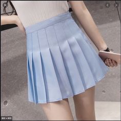 Super Cute Pleated Skirt. Perfect For The Summer! High Waist Light Blue Skirt, Trendy Light Blue Mini Skirt, Summer School Flared Skirt, High-waisted Pleated Skirt For School In Spring, Blue Mini Length Skirt For School, Blue Pleated Skirt For School, Trendy High Waist Light Blue Skirt, Light Blue Fitted Mini Skirt, Blue Pleated Skort For School