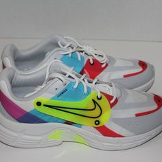 Nike Womens Alphina 5000 Colorful Running Training Ck4330 100 Size 11.5 No Lid Modern Multicolor Sneakers For Sports, Dynamic Multicolor Running Shoes With Laces, Multicolor Low-top Running Shoes, Dynamic Multicolor Lace-up Sneakers, Multicolor Low-top Sneakers With Air Max Cushioning, Modern Multicolor Sneakers With Laces, Modern Multicolor Sneakers, Nike Multicolor Lace-up Sneakers, Multicolor Jogging Sneakers With Laces