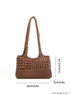 BagForLove - Versatile Hollow Out Crochet Bag with Dual Handles - Ideal for Vacations Product Description Color Khaki Details Hollow Magnetic No Bag Size Medium Type Crochet Bags Strap Type Double Handle Pattern Type Plain Style Vacation Closure Type No-closure Composition 100% Polyester Material Polyester Size Chart INCH CM Bag Length Bag Width Bag Height Handle Height 9.8 inch 0.8 inch 5.7 inch 11 inch Bag Length Bag Width Bag Height Handle Height 25 cm 2 cm 14.5 cm 28 cm Details Pictures Simi Casual Lightweight Brown Crochet Bag, Brown Casual Crochet Bag With Open Weave, Lightweight Rectangular Brown Beach Bag, Lightweight Rectangular Brown Shoulder Bag, Trendy Brown Bag With Open Weave, Brown Open Weave Crochet Bag, Brown Casual Open Weave Crochet Bag, Casual Brown Open Weave Bag, Lightweight Brown Crochet Bag For Everyday Use