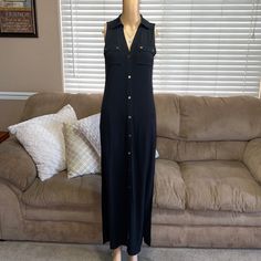 Nwot. Michael Kors Sleeveless Maxi Shirtdress Black It Is Unlined, With Button Front Closures, Vneck- Shirtdress Silhouette, Button Flap Pockets At The Chest, Slits At The Sides Approx 55 1/2” Long From Center Back Neck To Hem. If You Have Any Questions Please Let Me Know Thank You For Looking At My Closet Sleeveless Maxi Dress With Buttons, Casual Sleeveless Maxi Dress With Button Closure, Chic Sleeveless Maxi Dress With Button Closure, Sleeveless Buttoned Maxi Dress For Daywear, Sleeveless Maxi Dress With Buttons For Daywear, Black Sleeveless Dress With Button Closure For Work, Sleeveless Maxi Dress For Work With Buttons, Sleeveless Maxi Dress With Buttons For Work, Casual Sleeveless Maxi Dress With Buttons