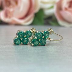 Emerald Dangle Earrings, Family Birthstone Earrings, 14k Yellow Gold, Emerald Earrings, May Birthstone, Leaver Back Earrings #6873 #MayBirthstone #6832 #FamilyBirthstone #Earrings #Emerald #GiftForHer #EmeraldEarrings #WeddingGift #DangleEarrings #14kYellowGold Luxury Birthstone Earrings For Anniversary, Green Round Earrings For May Birthstone, Green Earrings For May Birthstone, Classic Green Round Earrings, Emerald Round Cut Earrings For Anniversary, Round Cut Emerald Earrings For Anniversary, Green Emerald Round Earrings, Classic Gemstone Earrings For May Birthstone, Elegant Round Cut Green Earrings