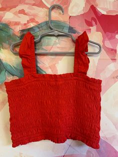 Gap kids red crop ruched tank top. Size 10/11 Casual Ruched Crop Top For Spring, Casual Ruched Top With Ruffled Straps, Red Tank Crop Top For Spring, Casual Ruched Crop Top For Summer, Red Cropped Tank Top For Spring, Casual Red Crop Top For Spring, Ruched Trendy Tank Top For Spring, Trendy Ruched Tank Top For Spring, Trendy Red Tank Top For Summer