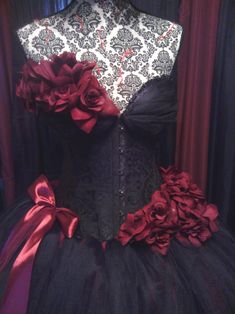 Custom made plus size damask corset dress alternative wedding | Etsy Wedding Bodice With Boned Black Bodice, Wedding Bodice With Boned Structure, Black, Wedding Black Boned Bodice, Elegant Wedding Corset Dress For Halloween, Gothic Fitted Corset Wedding Dress, Wedding Overbust Tulle Corset, Overbust Tulle Wedding Corset, Red Wedding Gown With Boned Bodice, Overbust Tulle Corset For Wedding