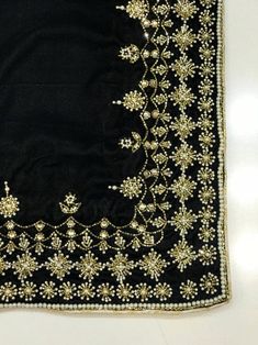 Black Velvet Shawl Royal Orni Black Velvet Hand Work Scarf | Etsy Black Choli With Intricate Embroidery For Eid, Elegant Ceremonial Dupatta With Dabka Work, Elegant Dupatta For Ceremonial Occasion With Dabka Work, Traditional Ceremonial Dupatta With Dabka Work, Black Embroidered Fabric For Designer Wear, Black Embroidered Art Silk Choli, Designer Black Blouse Piece With Intricate Embroidery, Festive Embroidered Silk Sharara, Festive Black Choli With Dabka Work