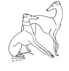 an image of two animals that are in the same line drawing style, one is looking at another