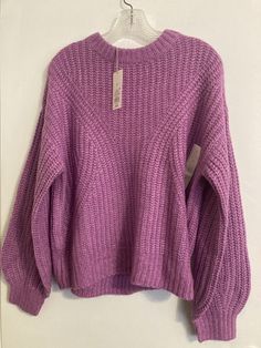 A New Day Women's Sweater Purple Medium Knitted Crew Neck #153 Length 23-1/4" Chest (laying flat from left to right)23" Sleeve 21" Fitted Purple Knitted Sweater, Cheap Cozy Purple Sweater, Purple Knit Crew Neck Sweater, Purple Soft Knit Crew Neck Top, Cozy Purple Crew Neck Sweater, Purple Sweater, A New Day, New Day, Sweater Outfits