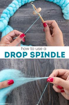 someone is spinning yarn on a thread with the words how to use a drop spindle