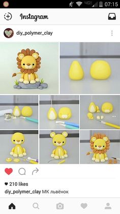 the instructions for making a polymer clay toy lion and pears are shown in this screenshot