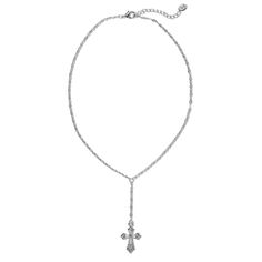 "Visit our website at www.ShopGeminiJewels.com for better prices and latest products. Silver drop necklace featuring a crystal cross. Measurements - Chain length: 14\" inches + 2\" inch extension chain (16\" inches total) - Drop length: 3\" inches - Charm measurements: 25 x 27 mm Materials - Chain material: Stainless steel - Charm material: Silver plated brass - Nickel & lead free Delicately handmade Necklace length reference: - 14\" in: Fits like a choker - 16\" in: Hits right at the collarbone Silver Drop Necklace, Jewelry For Girls, Daisy Necklace, Crystal Cross, Pearl Necklaces, Silver Chains, Pretty Jewelry, Cross Jewelry, Silver Crystal