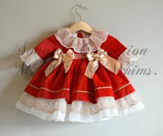 "Lovely dress for baby ,toddler and girl. Classic spanish style. Completely handmade in Spain with European material. You can feel free to contact us if you need more information about sizes, materials, design, complements, ... We'll be very happy to answer all your questions. (Send us a message if you need a matching outfit for boys). THIS LISTING IS FOR THE DRESS AND ITS COMPLEMENTS. YOU SHOULD BUY THE DRESS AND ACCESSORIES YOU WANT TO COMPLETE YOUR SET. The accessories will always be made in