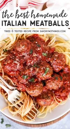 the best homemade italian meatballs on a white plate