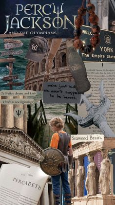 a collage of images with the words percus jackson and other things in them