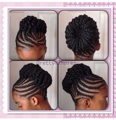 Braided Updo For Black Women Cornrow Natural Hair Wedding Hairstyles, Elegant Box Braid Styles Updo, Braided Updo Natural Hair, Diagonal Braid Updo, Updo Cabello Natural, Cornrows Updo, Vintage Braided Updo, Elaborate Braided Updo