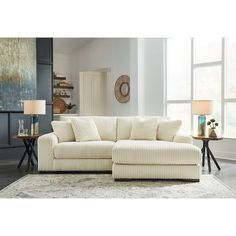 a living room scene with focus on the couch