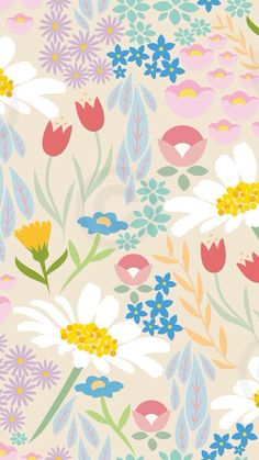 an image of flowers and leaves on a beige background