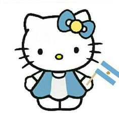 the hello kitty is holding an argentina flag