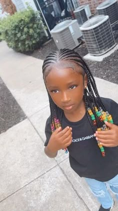 Black Girls Hairstyles Braids Kids Easy, Braids On Little Black Girls, Hairstyles For Little Black Girls Braids, Kid Braided Hairstyles Black, Braids And Beads Hairstyles For Kids, Fulani Braids Kids Hairstyles, Braided Hairstyles For Girls Black, Kids Scalp Braids Girl Hairstyles, Braided Hairstyles For Kids With Beads