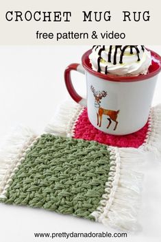 crochet mug rug free pattern and video