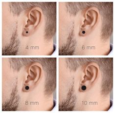 four different views of an ear with the same amount of black dots in each area