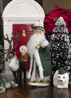 a christmas scene with santa claus and other holiday decorations