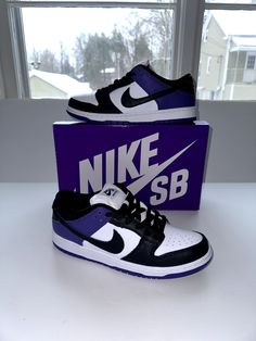 PLEASE READ:  ****This item is IN HAND & READY TO SHIP! The item will ship out Immediately, more than likely within 24 hours of your purchase!**** IF YOU LIVE IN AN APARTMENT OR HAVE LESS THAN 50 +FEEDBACKS, YOU WILL BE SUBJECT TO PAY AN ADDITIONAL $5 FOR INSURANCE. This listing is for a Brand New 100% Authentic Nike SB Dunk Low Pro "Court Purple/Black/White" in a Men's Size 9 (W/10.5). Released January of 2024 and was purchased from one of my favorite retailers. Please keep in mind, we also paid shipping & taxes when we purchased. Nike colorway "Court Purple/Black/White". Contact me with any questions regarding this item. Serious inquiries only please, thanks!  No Returns. Worldwide shipping available eBay Global Shipping Program 2 Days Handling Time Purple Basketball Shoes With Boost Midsole For Streetwear, Sporty Purple Skate Shoes With Boost Midsole, Purple Basketball Shoes For Streetwear, Purple Skate Shoes With Boost Midsole For Sports, Sporty Purple Sneakers For Skateboarding, Purple Low-top Skate Shoes With Boost Midsole, Purple Low-top Basketball Shoes, Purple Low-top Skate Shoes For Sports, Purple Round Toe Sneakers For Skateboarding