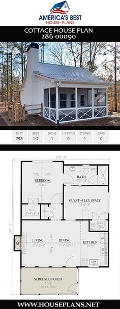 two floor plans for a cottage house plan