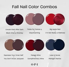 Explore 25 stunning short fall nail designs to keep your nails looking trendy this autumn. Get inspired with warm, cozy, and creative ideas for fall! Nail Color Palette Ideas, Feminine Nail Colors, Opi Dip Powder Colors Winter, Nail Colors For Cool Skin Tone, Mani Pedi Color Combos, Short Fall Nail Designs, Short Fall Nail, Fall Nail Color, Nail Color Combos