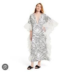 The Beautiful - Sold Out - Stunner From The Fe Noel X Target Collection! Bnwt! Elegant White Maxi Dress For Holiday, Chic White Maxi Dress For Holiday, White Ruffled Maxi Dress For Cocktail, Chiffon Cover Up, Woman Sketch, Swim Cover Up Dress, Palm Leaves Print, Crochet Maxi, Mesh Maxi Dress