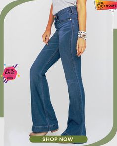 Classic High Rise Stretch Trouser Jeans High Rise Flare Jeans For Fall Day Out, Trendy Fall Flare Jeans For Day Out, Medium Wash Bottoms For Fall Day Out, Fall Day Out Medium Wash Bottoms, High Rise Flare Jeans For Summer Day Out, Chic High Rise Flare Jeans For Day Out, Spring High-rise Flare Jeans For Day Out, Chic Medium Wash Pants For Fall, Casual Stretch Flare Jeans For Day Out