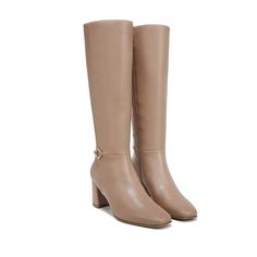 This Season’s Naturalizer Knee High Boots Condition : Brand New With Box Color: Taupe Smooth Product Details From Manufacturer: Comfort Level = 100. Add This Tall Boot With An Accented Ankle To Your Cart. Get There Beautifully! - Manmade Upper With A Closed Square Toe - Side Zip Closure - Metallic Buckle Detail - Contour+ Comfort Technology For A Premium Fit And All-Day Comfort Experience - Non-Slip Outsole - 2 1/2" Block Heel - 14.29" Boot Height; 14.33" Calf Circumference Note: Measurements Ba Utility Boots, 2 Block, Tall Boot, Naturalizer Shoes, Box Color, Season Colors, Tall Boots, Shoes Heels Boots, Knee High Boots