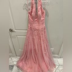 Pink Jovani Couture Evening Gown 75% Off Retail. Great Condition! Floor-length Evening Dress With Lace Bodice For Gala, Floor-length Lace Bodice Evening Dress For Gala, Formal A-line Gown With Lace Bodice, A-line Evening Dress With Lace Bodice, Floor-length Evening Dress With Lined Bodice, Floor-length Ball Gown With Lace Bodice For Gala, Lace Bodice Floor-length Ball Gown For Gala, Full Length Ball Gown For Gala, Pink Formal Gown With Lace Bodice