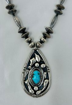 pre-owned, good condition - see photos signed by Navajo artist H. Plummer 100% sterling silver and turquoise - hand crafted Adjustable Southwestern Silver Turquoise Necklace, Engraved Southwestern Turquoise Necklace, Southwestern Engraved Turquoise Necklace, Western Style Collectible Turquoise Sterling Silver Necklace, Western Silver Turquoise Necklace Nickel Free, Western Silver Turquoise Necklace With Concho, Western Style Silver Turquoise Necklace, Nickel Free, Nickel-free Silver Turquoise Necklace In Western Style, Southwestern Sterling Silver Turquoise Necklace