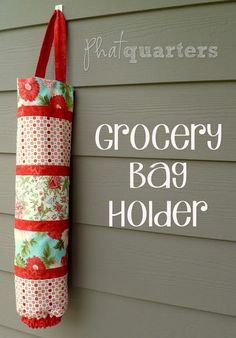 a bag hanging on the side of a house with text overlay that reads grocery bag holder