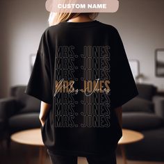 "Custom Bride Shirt Personalized Mrs Tshirt Honeymoon Tee Bachelorette Party Gift Trendy Wife Shirt Custom Last Name T Shirt Gift for Her 𝗪𝗲𝗹𝗰𝗼𝗺𝗲 𝘁𝗼 𝗦𝗽𝗮𝗿𝗸𝗦𝗵𝗶𝗳𝘁 𝗦𝘁𝘂𝗱𝗶𝗼! This listing is for one (1) unisex t-shirt that will show \"Mrs. (your last name)\" in the font as shown. The design is printed on the BACK by default, but if you want a version of it on the front, please let me know! Note: we have 108 colors to choose from!  So, depending on the color you choose, we may n Bachelorette Party Gift, Bride Shirt, Wedding 2025, Bride Shirts, Bachelorette Party Gifts, Welcome To The Party, Bride Clothes, Cute Shirts, Custom Wedding