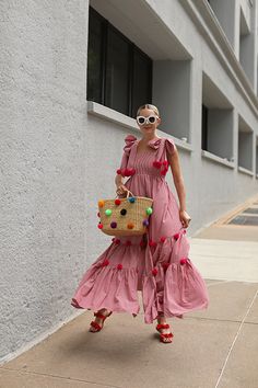 Blair Eadie wears a red gingham dress with pom poms by SUNDRESS // Bag by Nannacay // Sunglasses by Celine // Click through for more pom pom outfit picks and summer dress style on Atlantic-Pacific Pom Pom Outfit, Summer Dress Style, Red Gingham Dress, Blair Eadie, Atlantic Pacific, Mode Kimono, Fashion Sites, Summer Fashion Dresses, Red Gingham