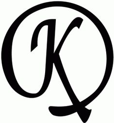 the letter k is inscribed in a circle with an arrow pointing up to it's center